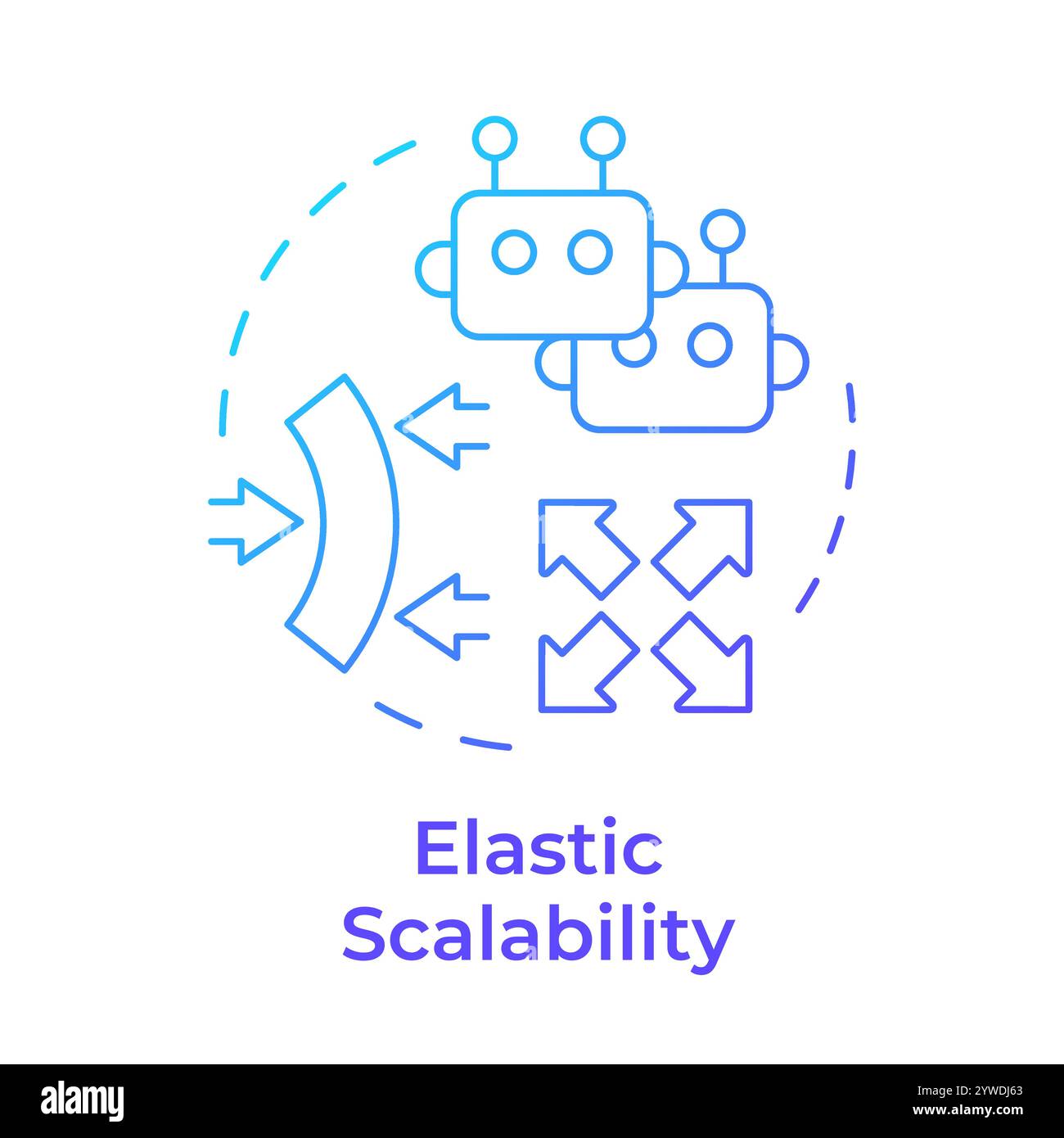 Elastic scalability blue gradient concept icon Stock Vector