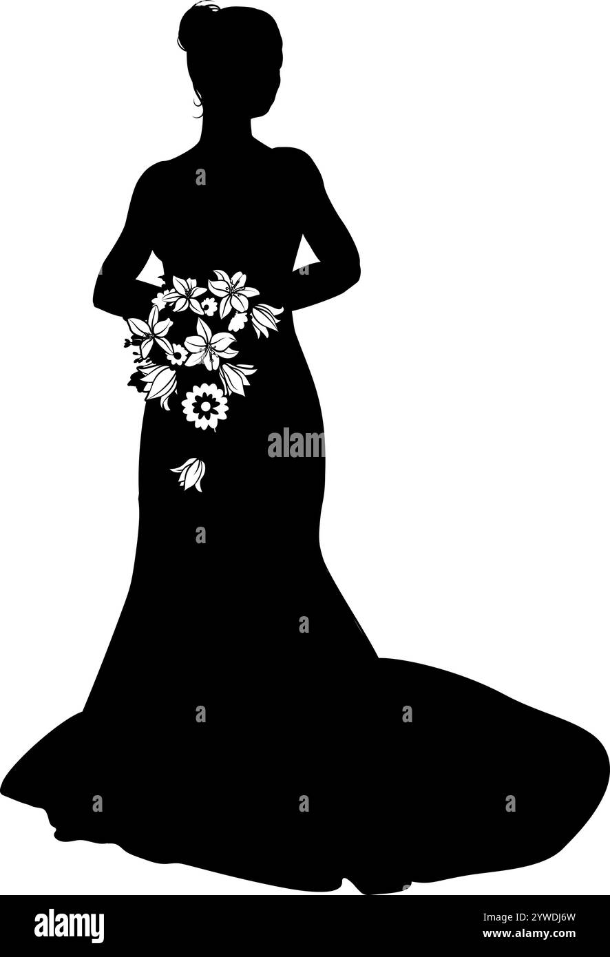 Bride Bridal Wedding Dress Silhouette Woman Design Stock Vector Image ...