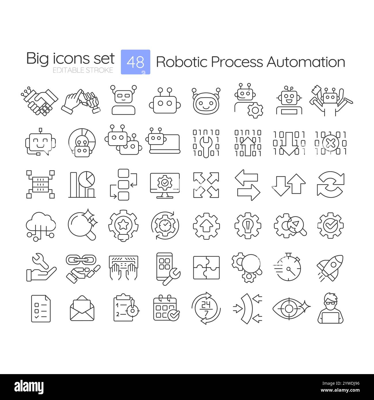 Rpa icons set automation software development process with rpa hi-res ...