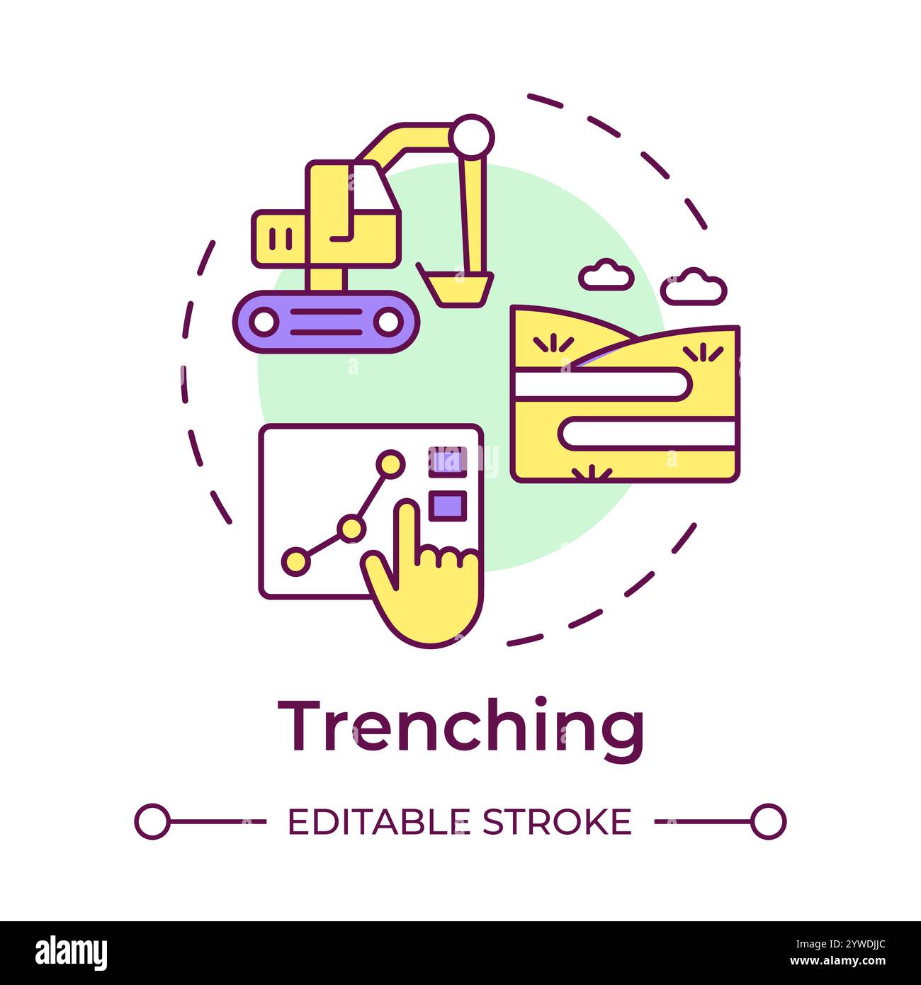 Trenching multi color concept icon Stock Vector