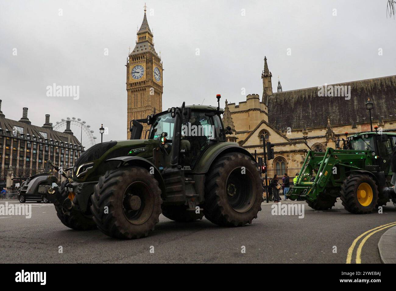 London, UK, 11th December 2024.The first tractors arrive in Westminster ...