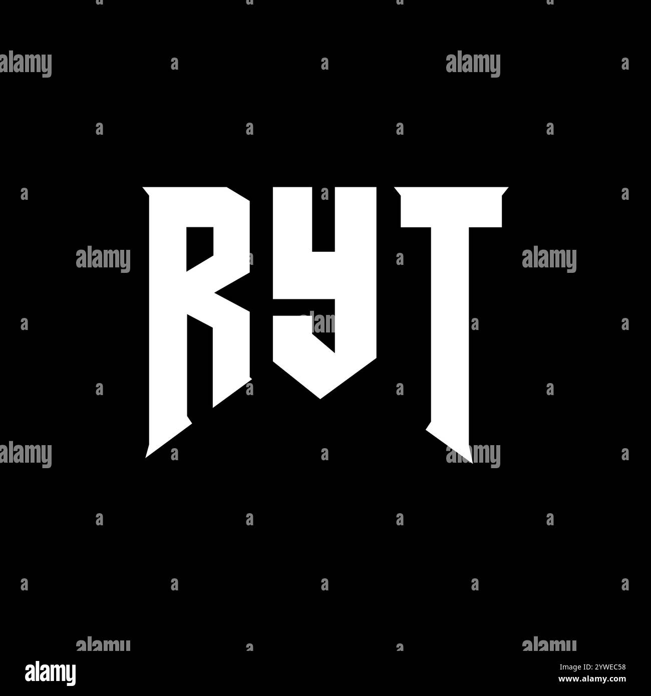 RYT letter logo design for technology company. RYT logo design black and white color combination. RYT logo, RYT vector, RYT design, RYT icon, RYT alph Stock Vector