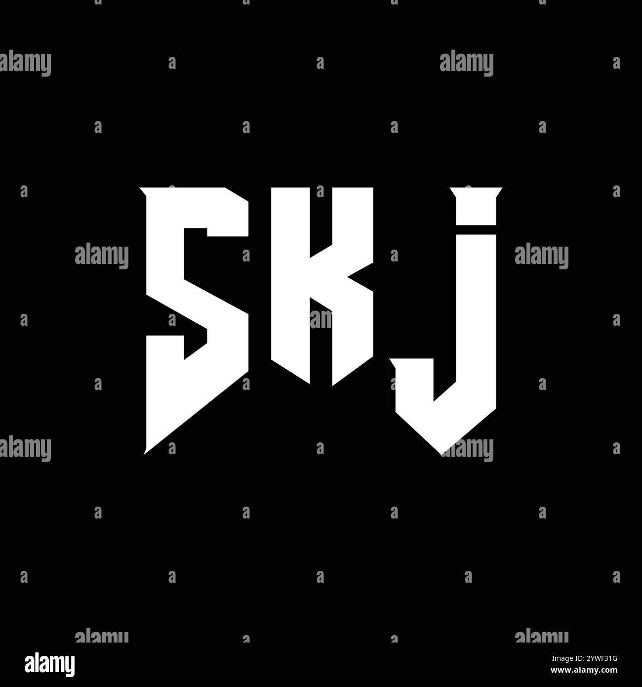 SKJ letter logo design for technology company. SKJ logo design black
