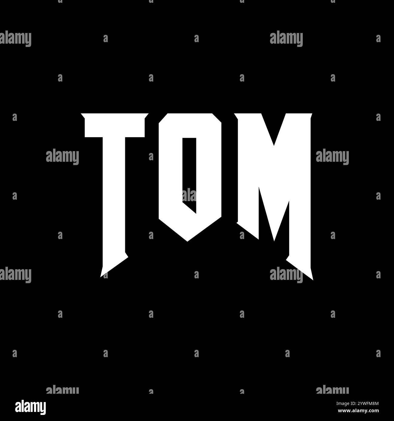 TOM letter logo design for technology company. TOM logo design black and white color combination. TOM logo, TOM vector, TOM design, TOM icon, TOM alph Stock Vector
