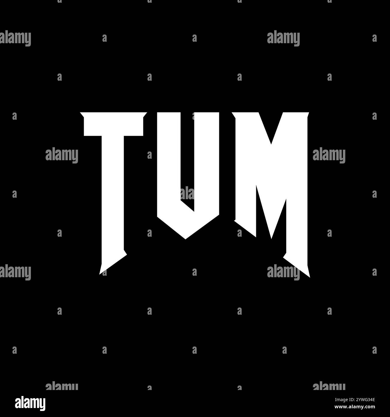 TUM letter logo design for technology company. TUM logo design black and white color combination. TUM logo, TUM vector, TUM design, TUM icon, TUM alph Stock Vector