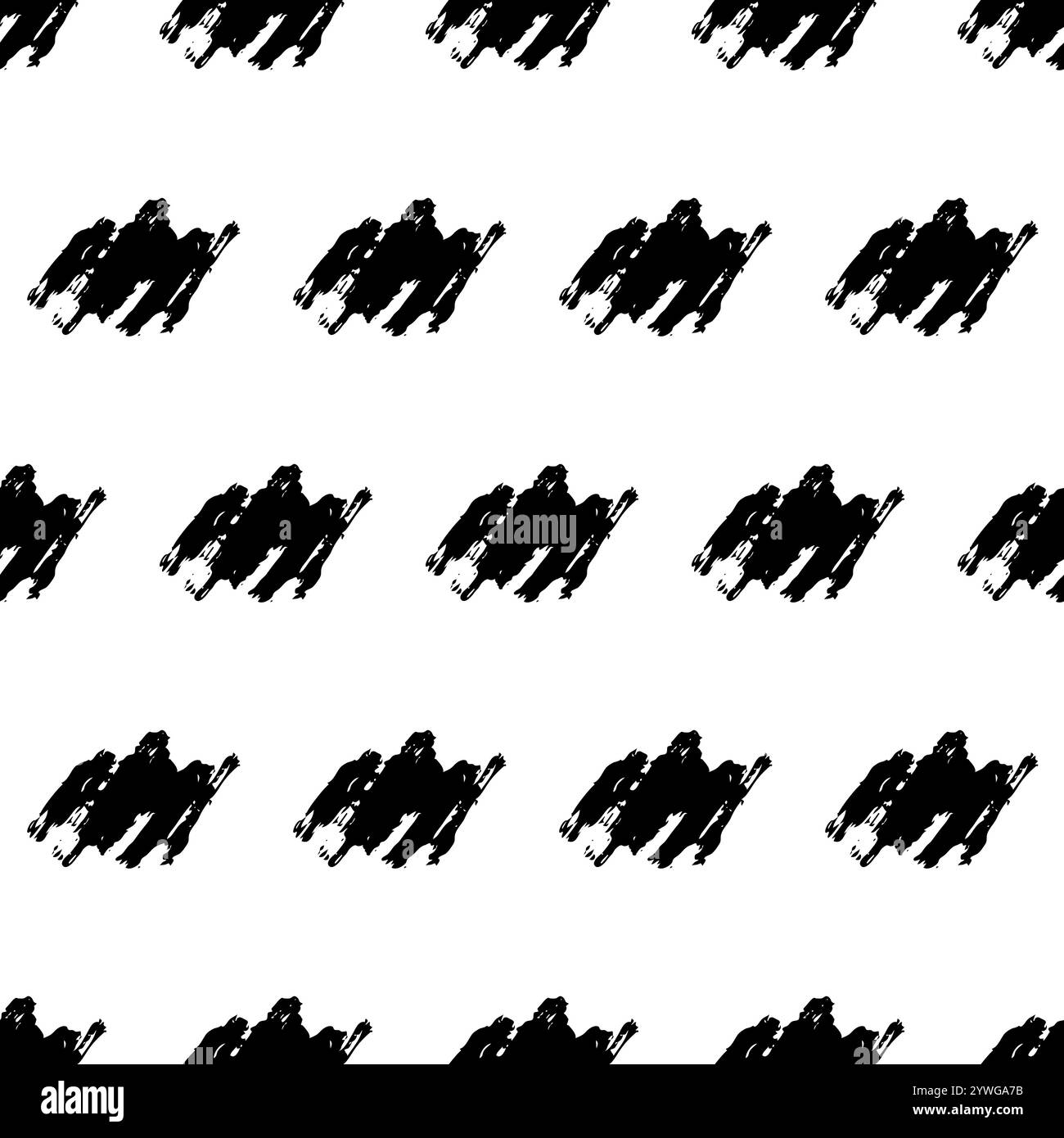 Seamless pattern with dark hand drawn scribble smear on white background. Abstract grunge texture. Vector illustration Stock Vector
