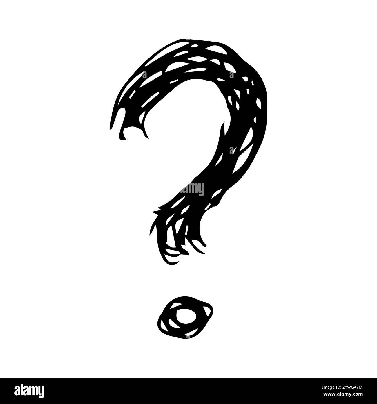 Hand drawn question mark symbol. Black sketch question mark symbol on ...