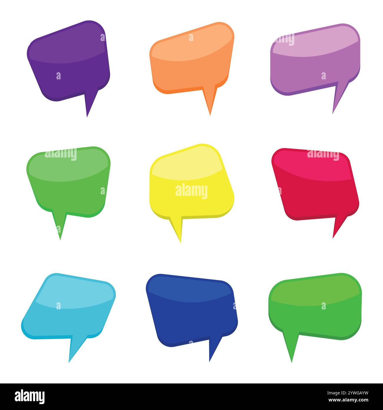 Set of nine colorful cartoon comic balloons speech bubbles without ...