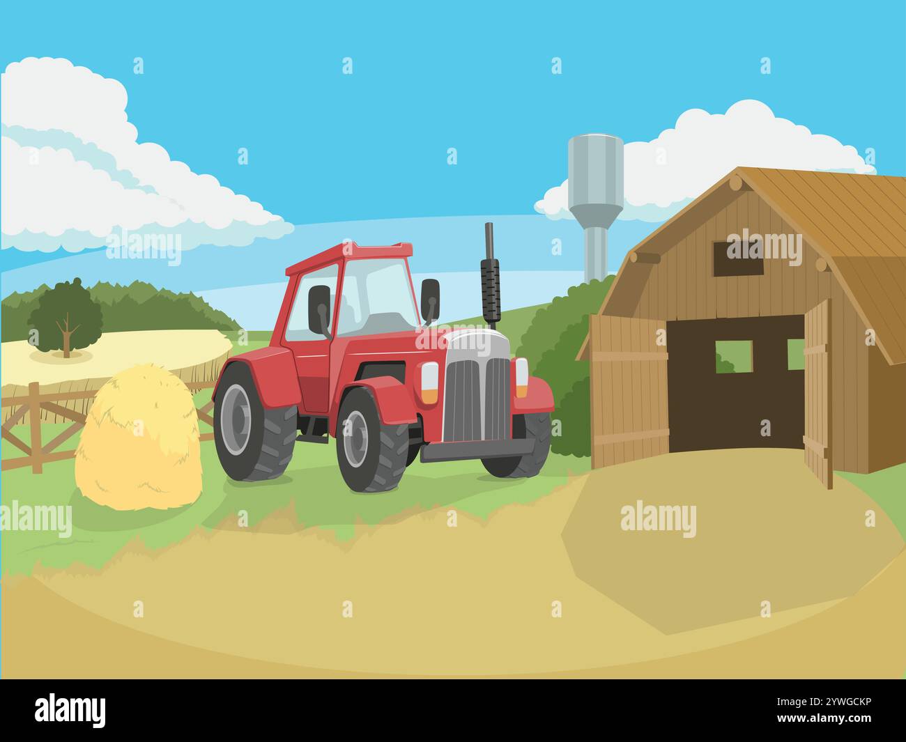 Tractor on the farm vector illustration Stock Vector Image & Art - Alamy