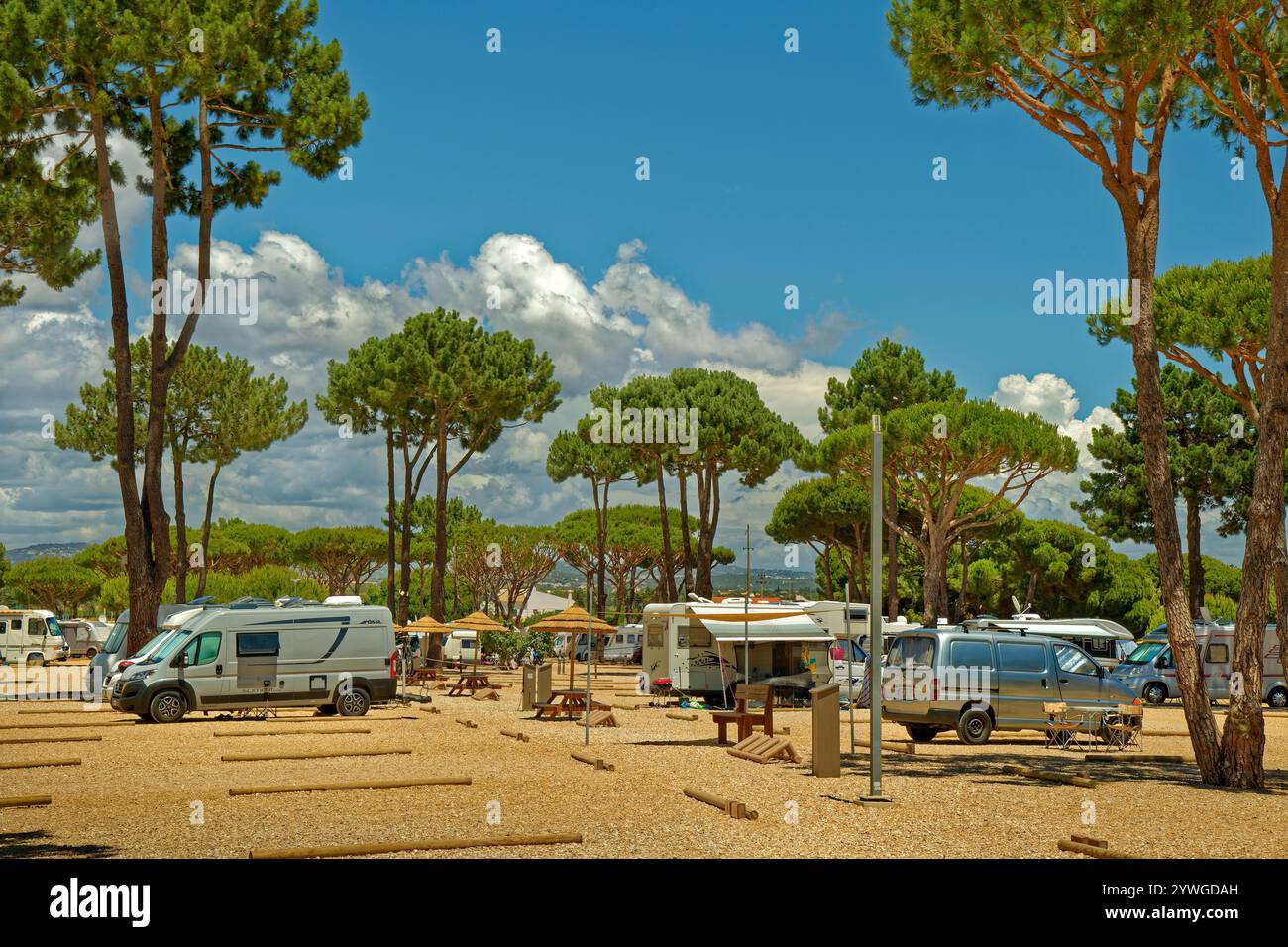 Algarve Motorhome Park at Falésia near Vilamoura on the central Algarve of southern Portugal. Stock Photo
