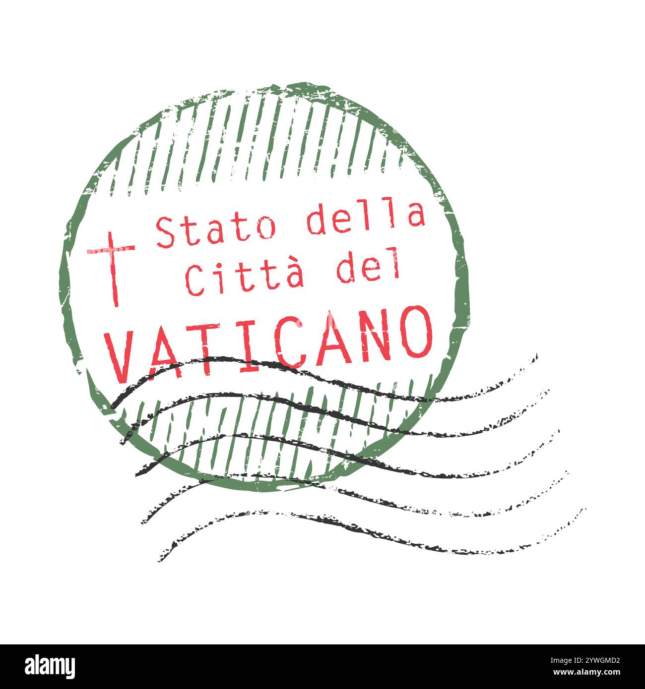 Vatican City State postal rubber stamp. Retro seal for letter envelopes, greeting cards, passport, parcels. Italian inscription. Stock Vector