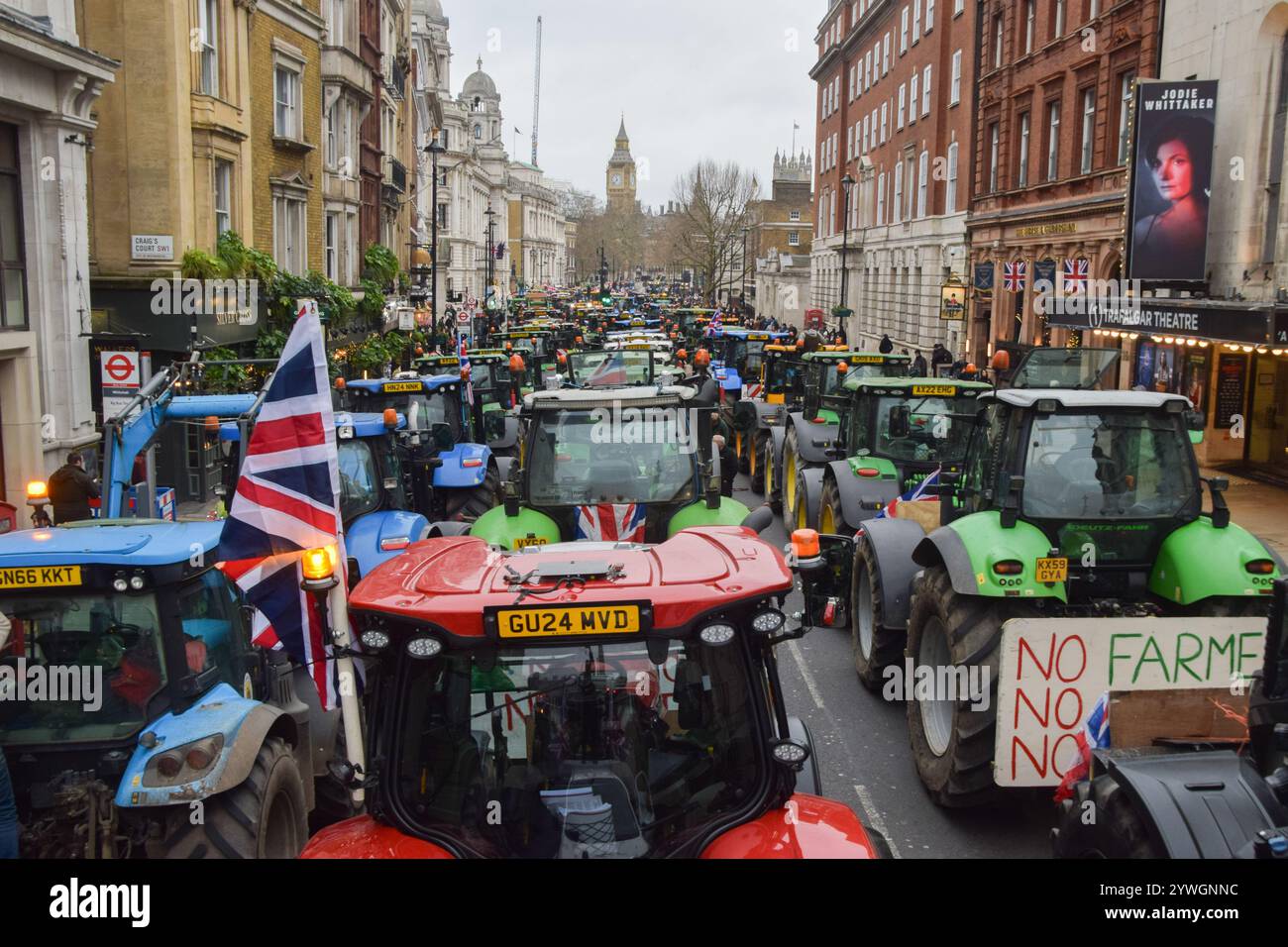 London, UK. 11th December 2024. Hundreds of tractors block Whitehall as ...