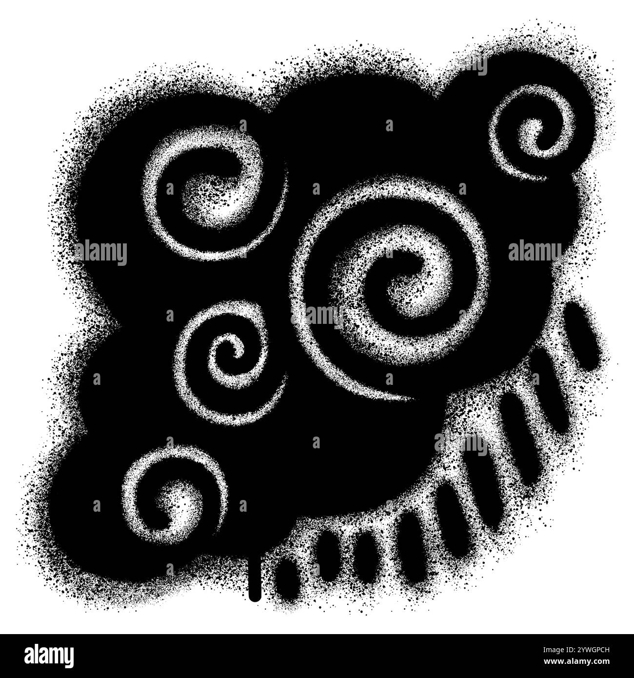 Cloud graffiti with black spray paint isolated with a white background ...