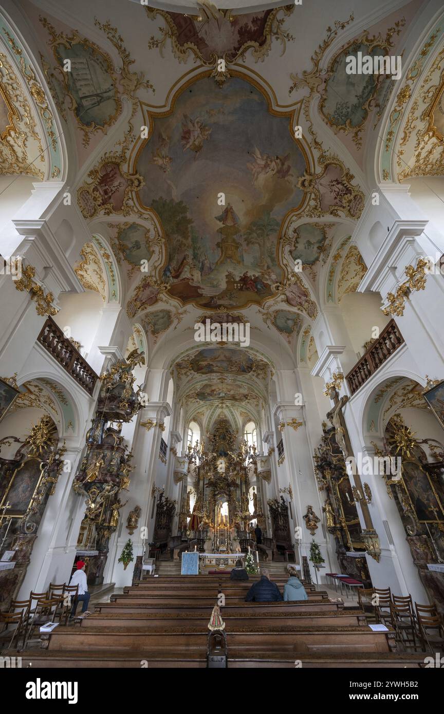 Interior of the Maria Bruennlein pilgrimage basilica in rococo style ...