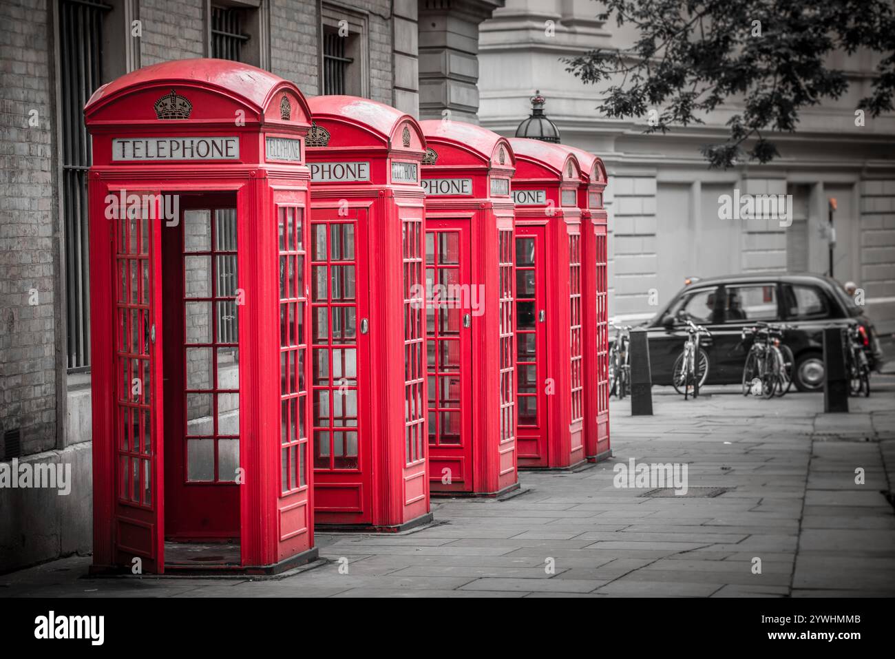 Classic red telephone booths line hi-res stock photography and images ...
