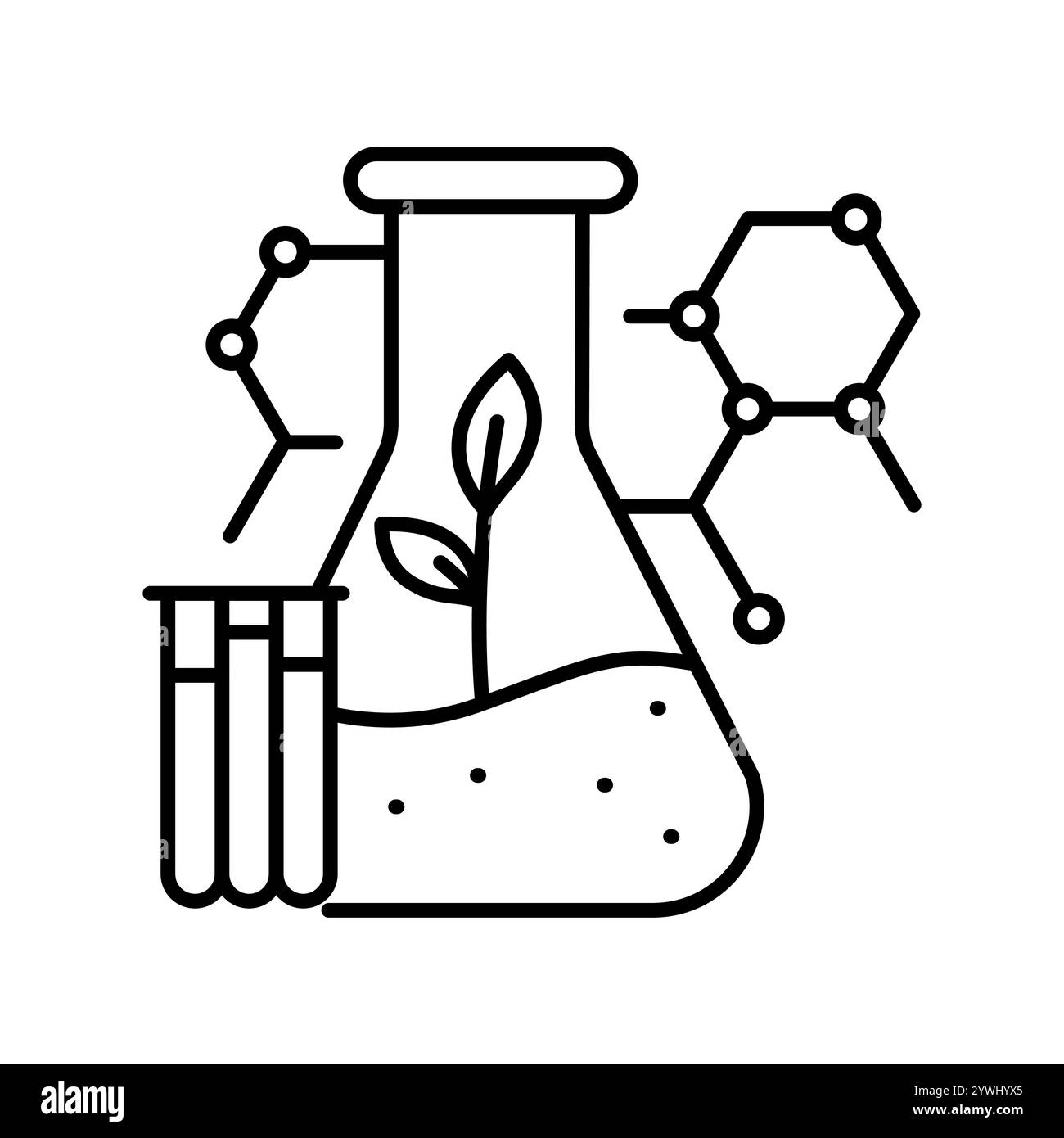 Bioremediation black line icon. Vector isolated element. Editable stroke. Stock Vector