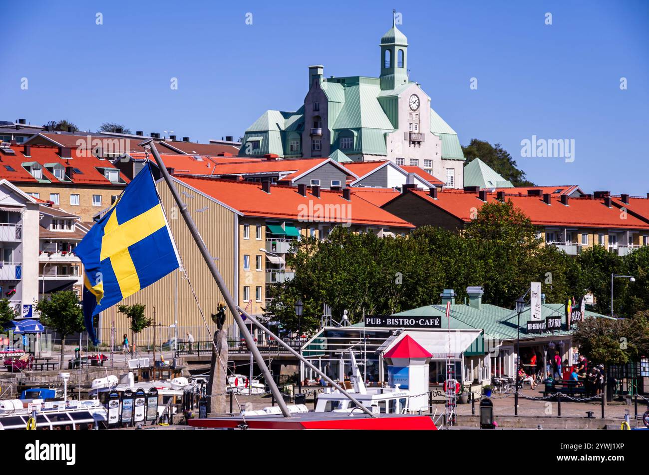 Maritime ambience and waterfront, harbour of Strömstad, Bohuslän ...