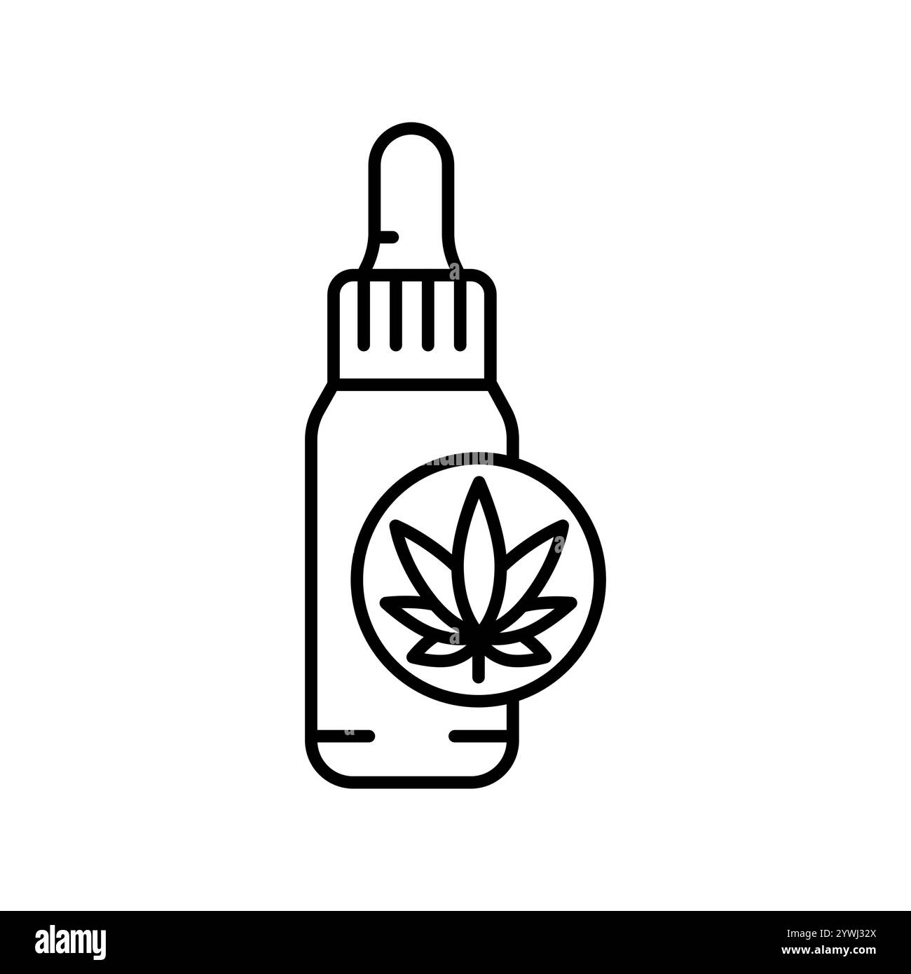Hemp oil black line icon. Vector isolated element. Editable stroke. Stock Vector