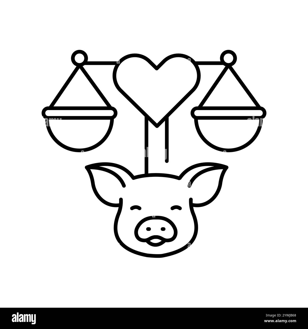 Xenotransplantation ethics black line icon. Vector isolated element. Editable stroke. Stock Vector