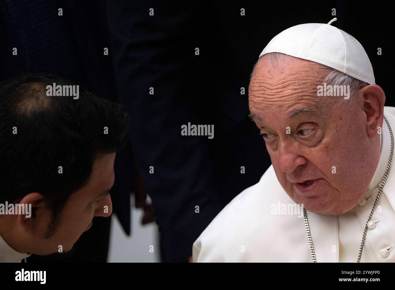 ITALY - POPE FRANCIS LEADS THE WEEKLY GENERAL AUDIENCEAT PAUL VI HALL AT THE VATICAN - 2024/12/11 Italy, Rome, Vatican, 2024/12/11 Pope Francis leads the weekly general audience at Paul-VI hall in The Vatican . EDITORIAL USE ONLY - NO BOOKS Copyright: xALESSIAxGIULIANIx Stock Photo