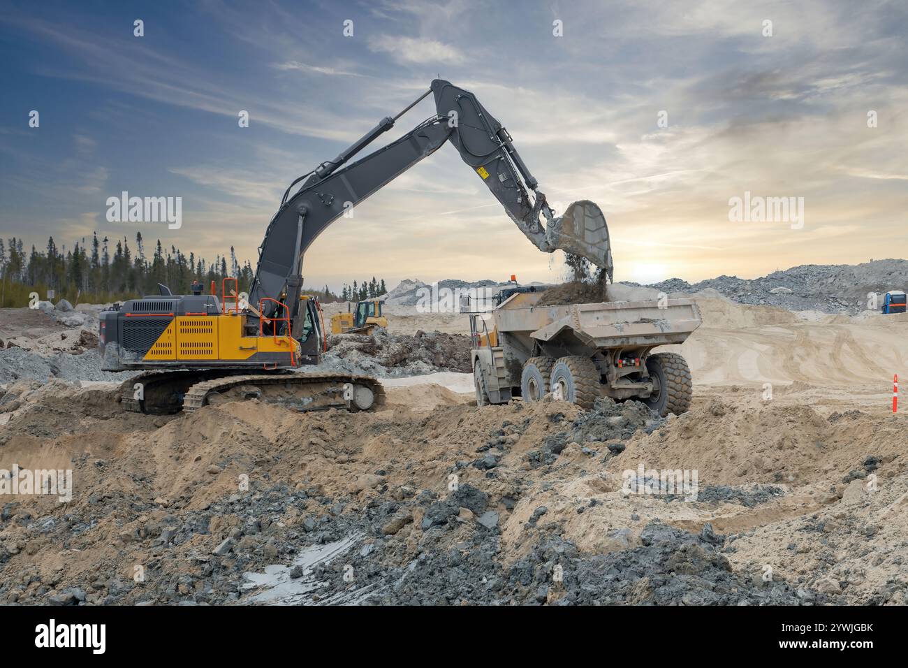 Excavator construction site sunset hi-res stock photography and images ...