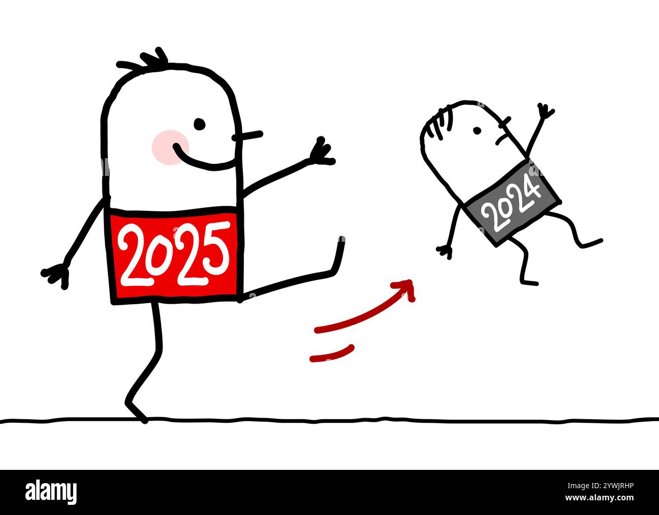 Hand Drawn Cartoon Characters And New Year 2025 Celebration Kick Off Hand Drawn Cartoon Characters And New Year 2025 Celebration Kick Off 2YWJRHP