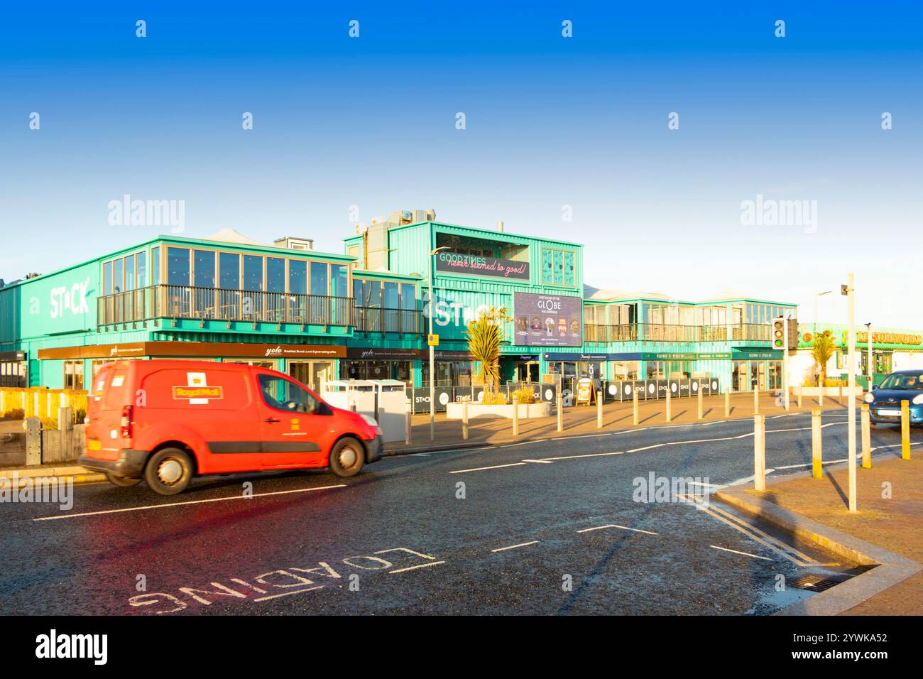 stack restaurants and food court made from ISO shipping containers in seaburn Sunderland tyne & wear UK Stock Photo