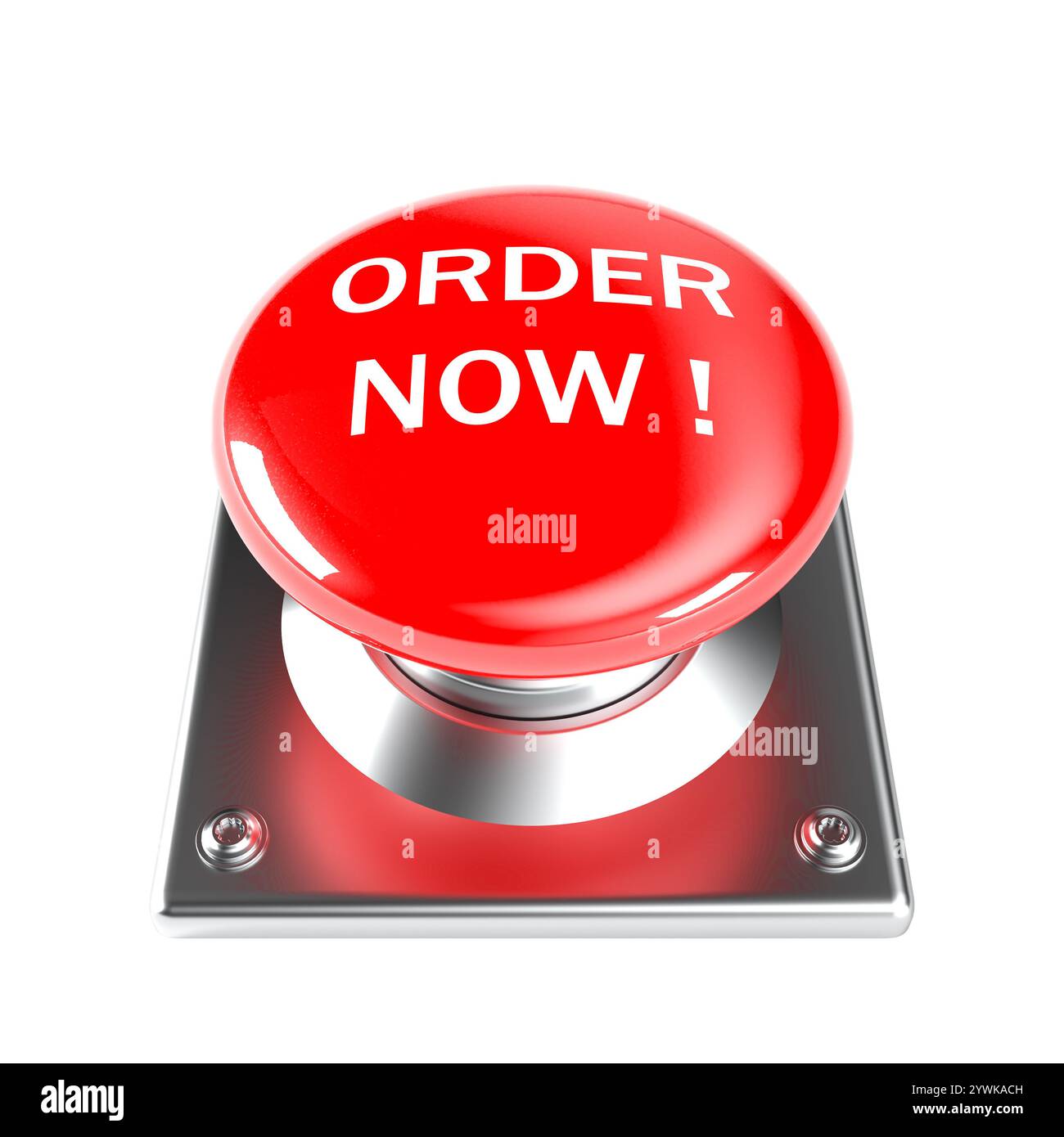 Red order now button on transparent background 3d Stock Photo