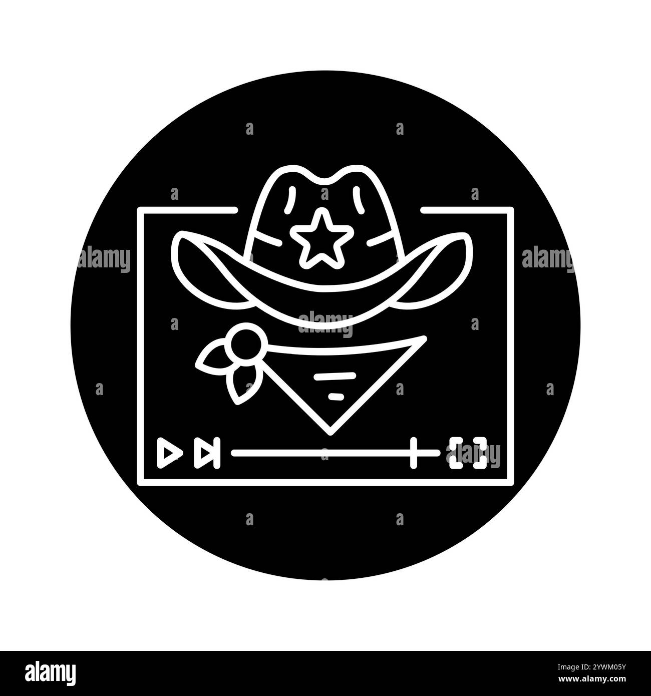 Western film genre line black icon. Sign for web page, mobile app ...