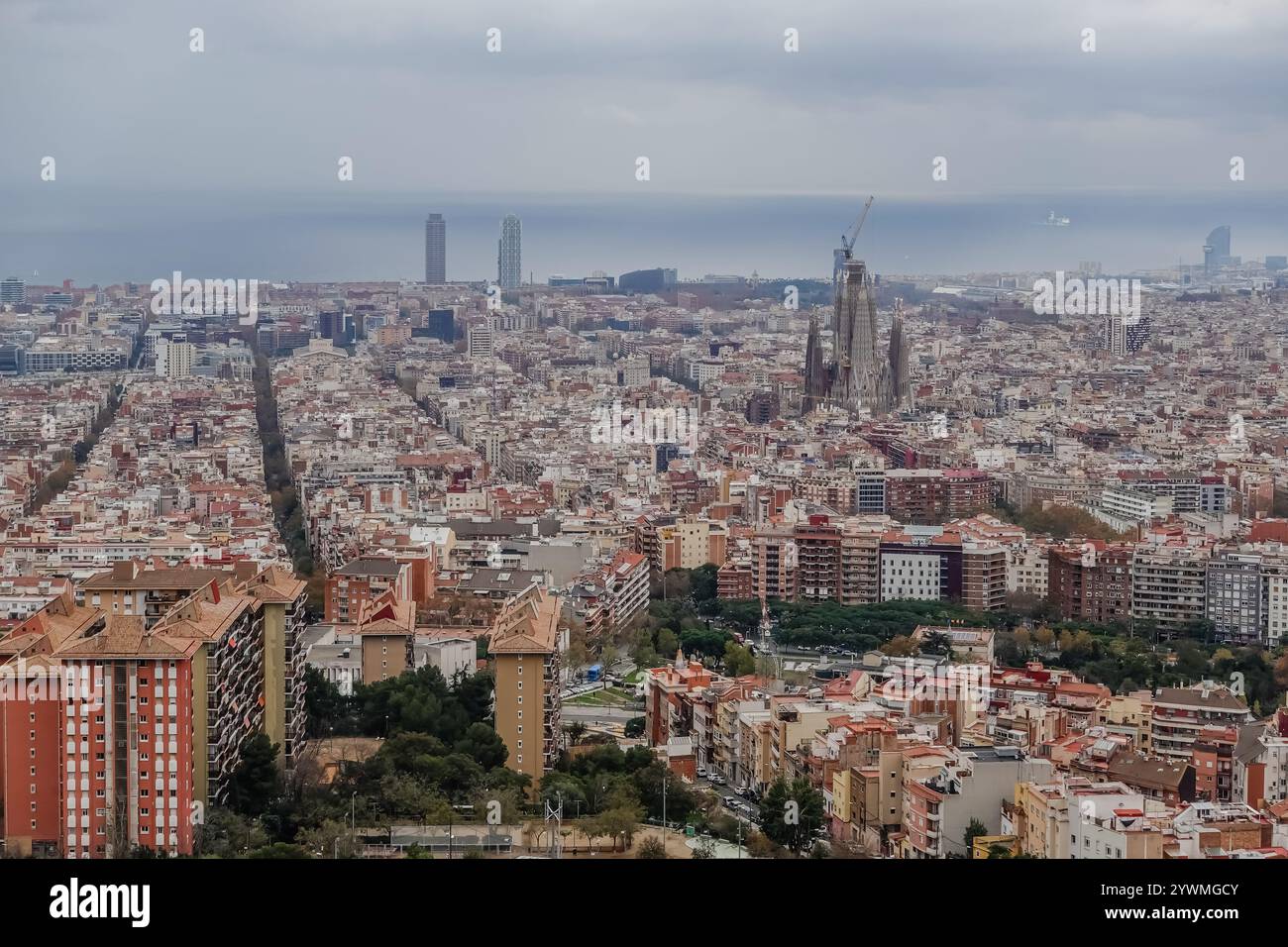Aerial View of Barcelona City from Hilltop Stock Photo - Alamy