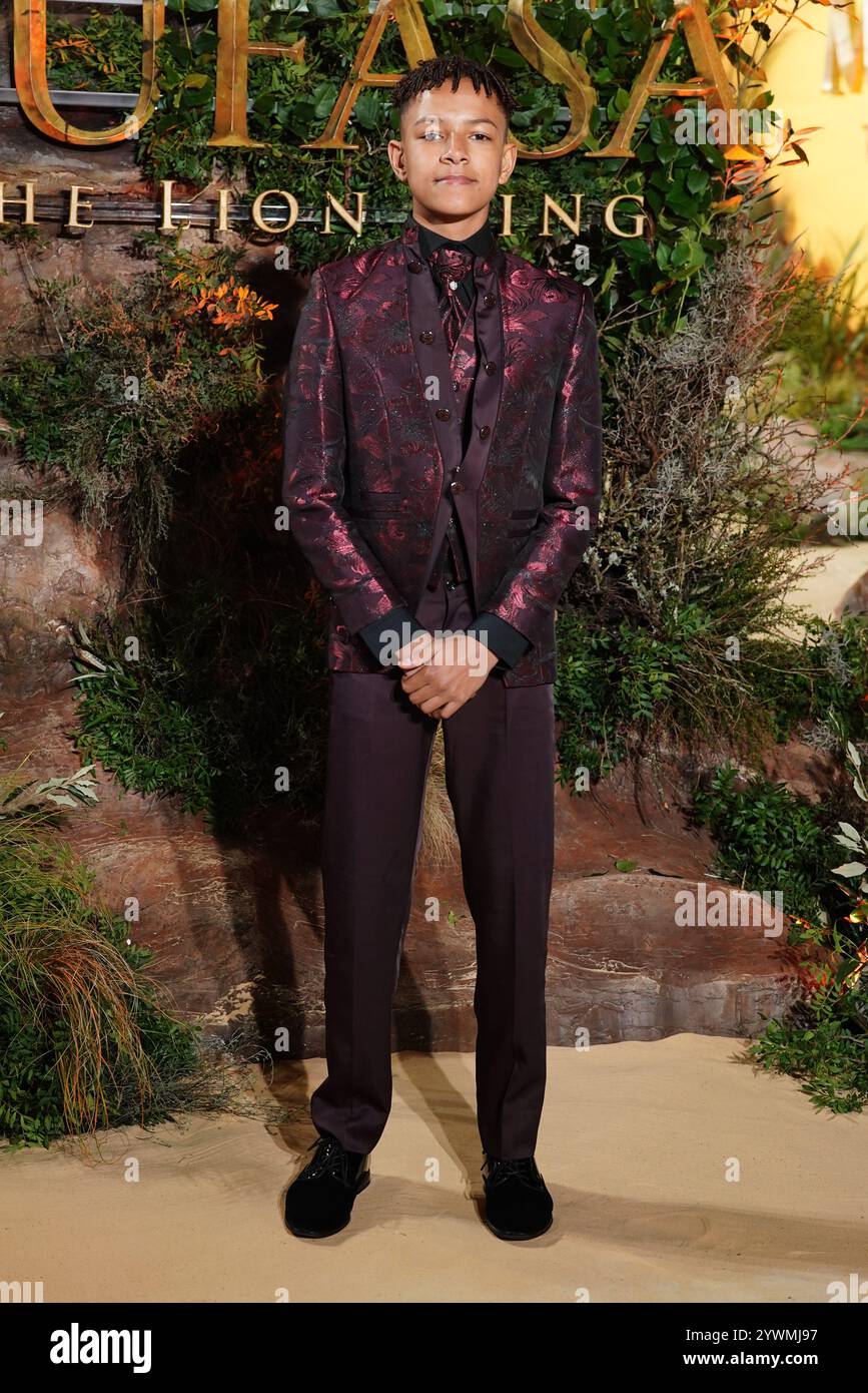 Theo Somolu attending the UK premiere of Mufasa: The Lion King, at