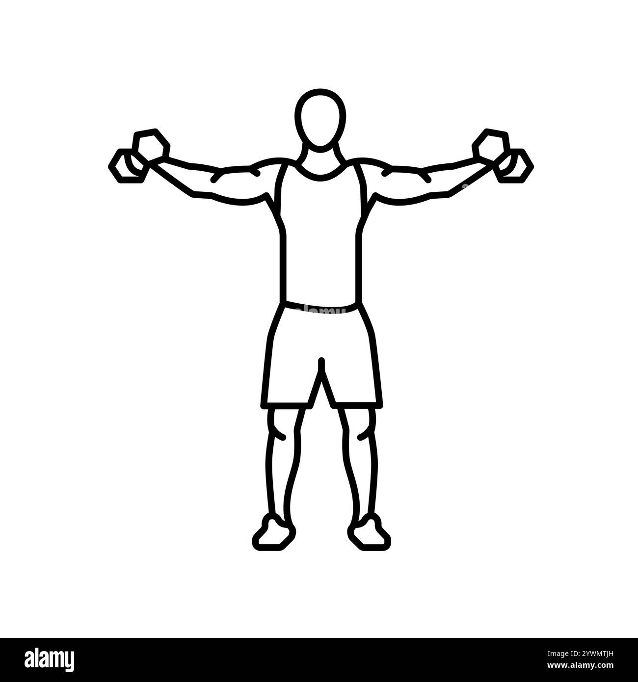 Lateral Raises line icon. Vector isolated element. Editable stroke. Stock Vector