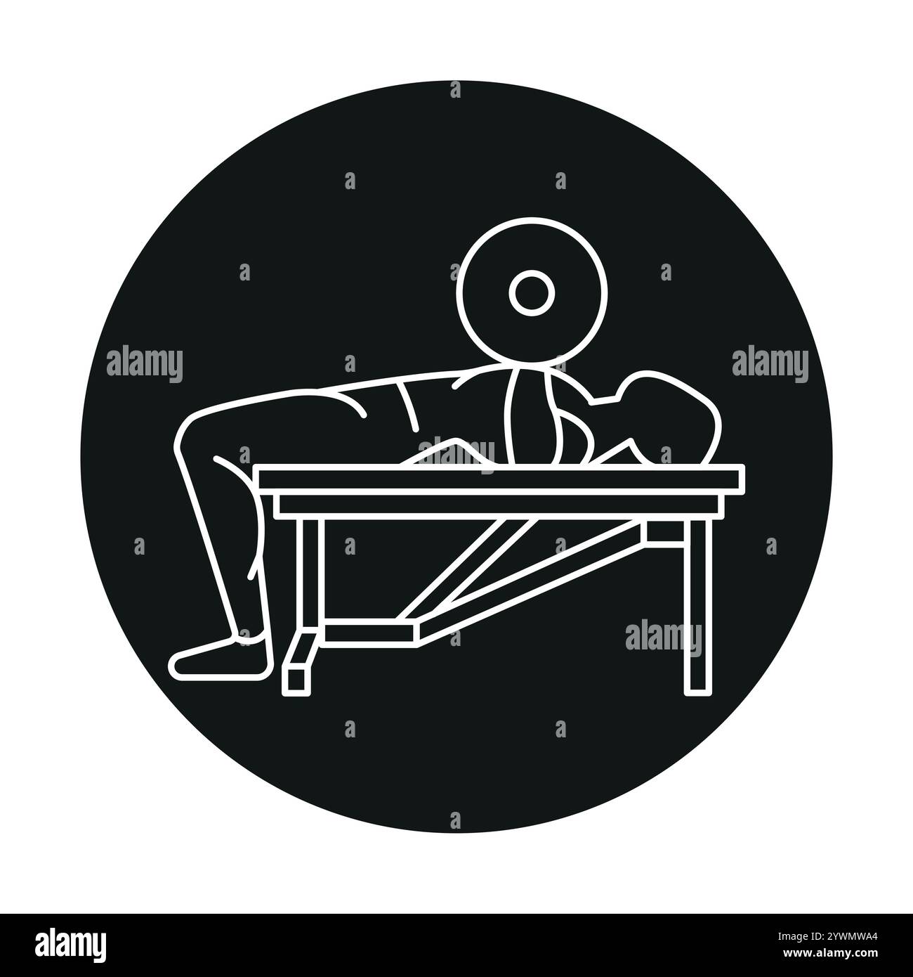 Barbell bench press line icon. Vector isolated element. Editable stroke. Stock Vector