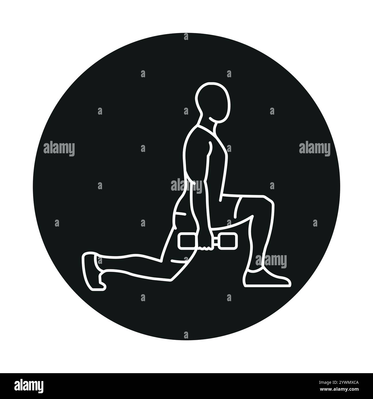 Lunges with dumbbells line icon. Vector isolated element. Editable ...