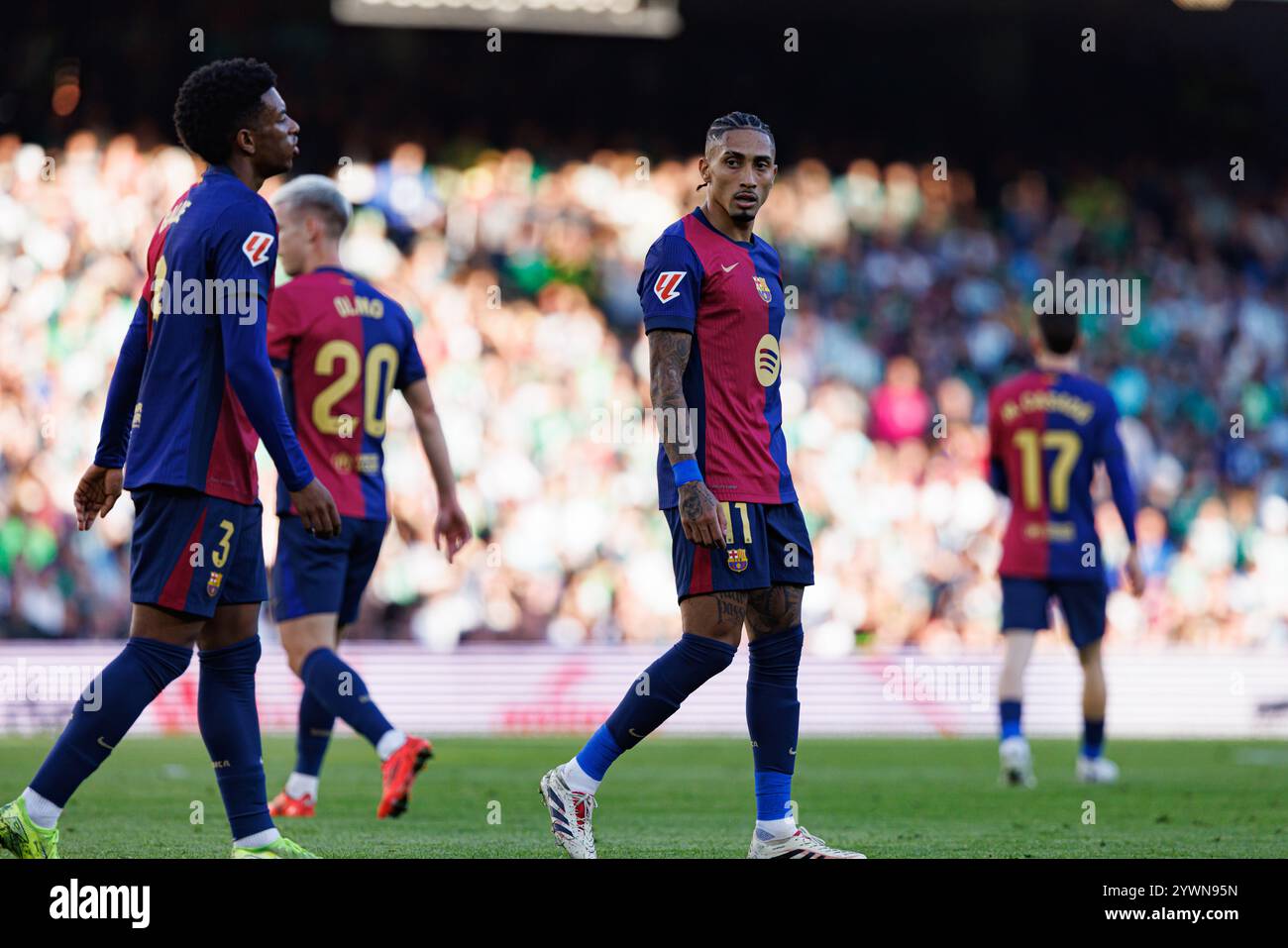 Alejandro Balde, Raphinha seen during LaLiga EASPORTS game between ...