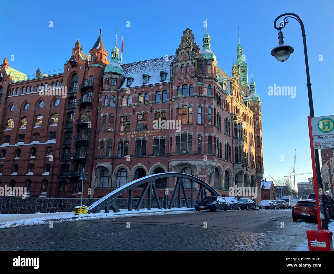 The Speicherstadt Warehouse District. HafenCity, Hamburg, Germany. 9th January 2024. - Smartphone Captured Stock Image