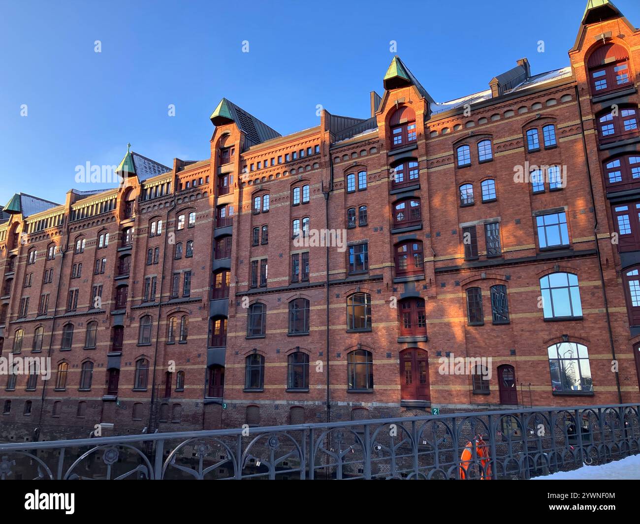 The Speicherstadt Warehouse District. HafenCity, Hamburg, Germany. 9th January 2024. - Smartphone Captured Stock Image