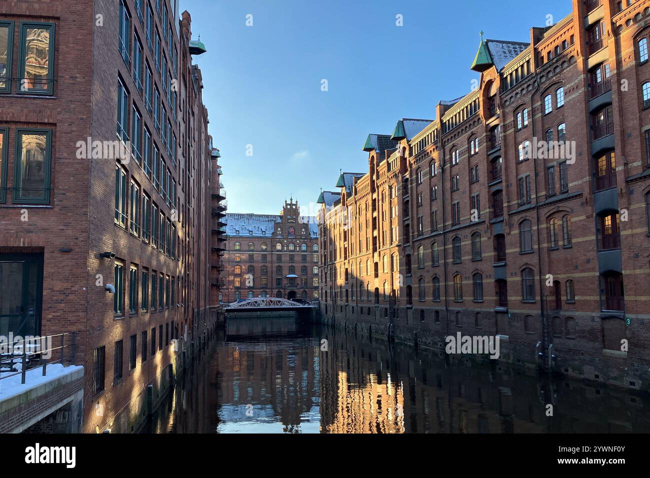 The Speicherstadt Warehouse District. HafenCity, Hamburg, Germany. 9th January 2024. - Smartphone Captured Stock Image