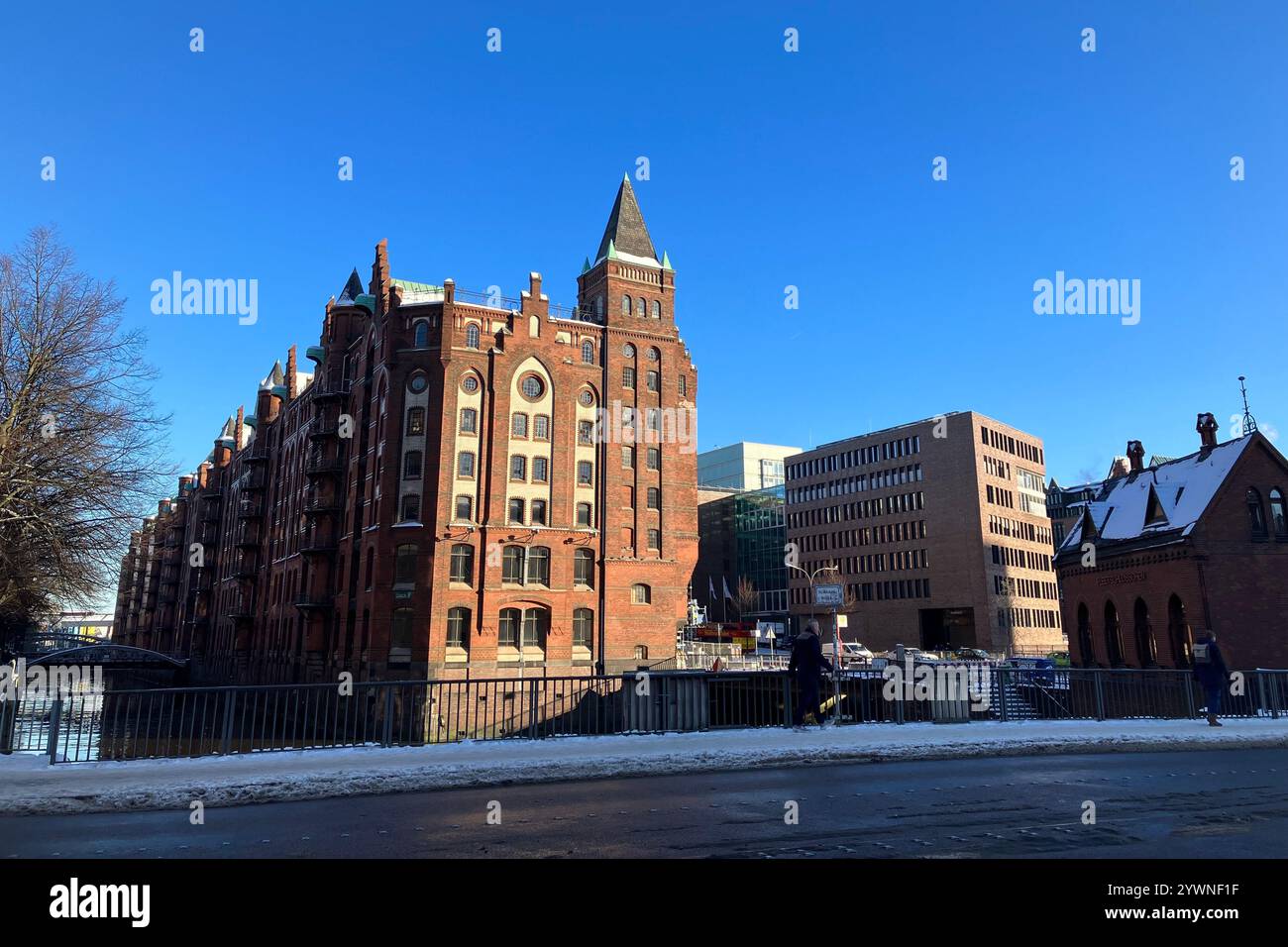 The Speicherstadt Warehouse District. HafenCity, Hamburg, Germany. 9th January 2024. - Smartphone Captured Stock Image
