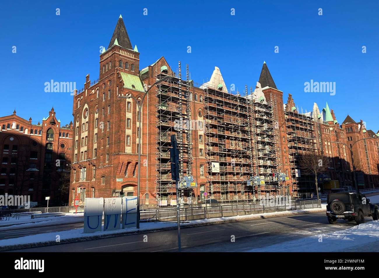 The Speicherstadt Warehouse District. HafenCity, Hamburg, Germany. 9th January 2024. - Smartphone Captured Stock Image