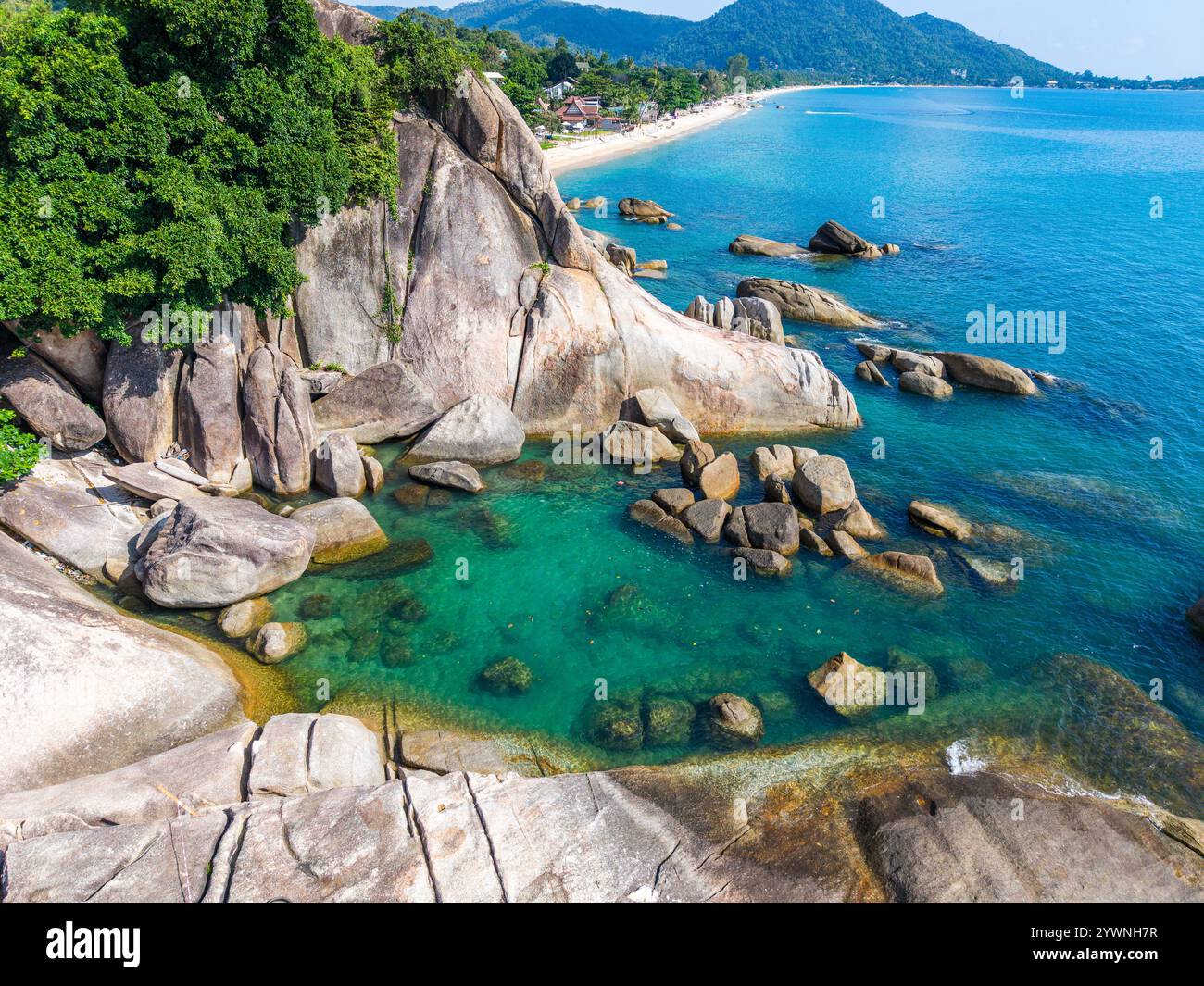Grandfather and Grandmother Rocks, Hin Ta Hin Yai, in koh Samui island, Thailand Stock Photo