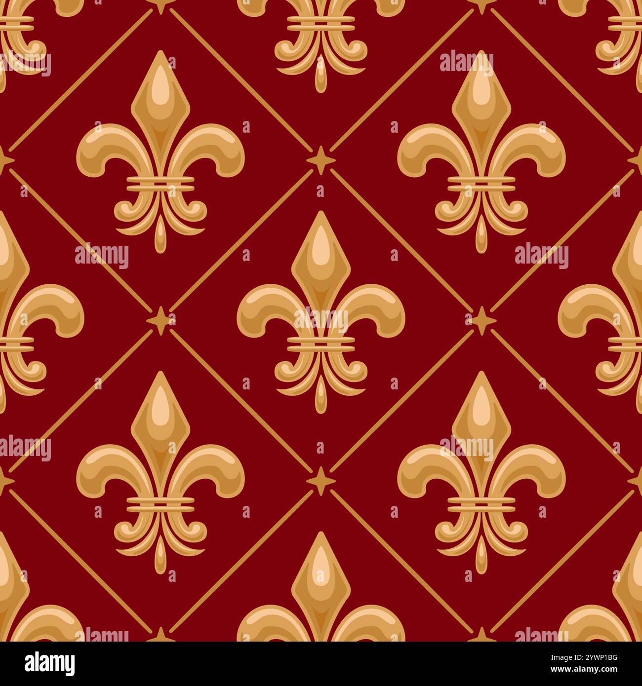 stunning gold fleur de lis pattern, showcasing intricate designs that evoke elegance and sophistication. Ideal for decor, fashion, and branding projec Stock Vector