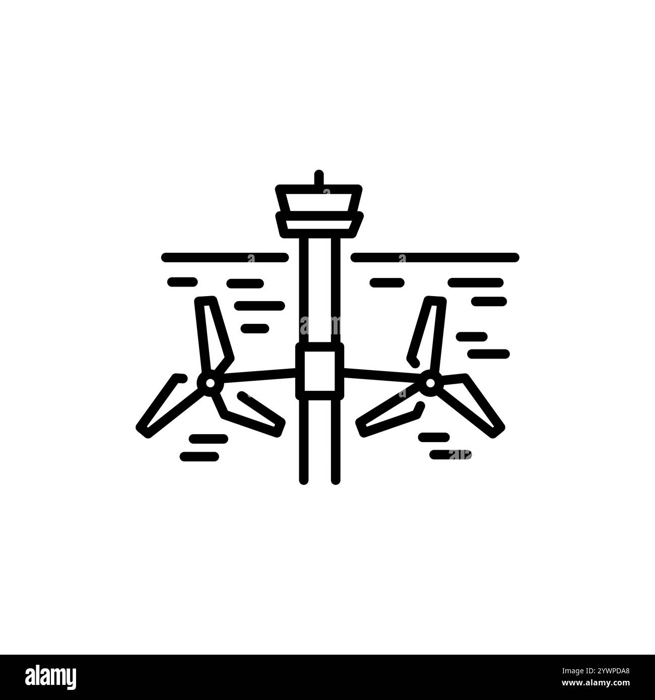 Tidal power station black line icon. Alternative energy source. Vector isolated element. Stock Vector