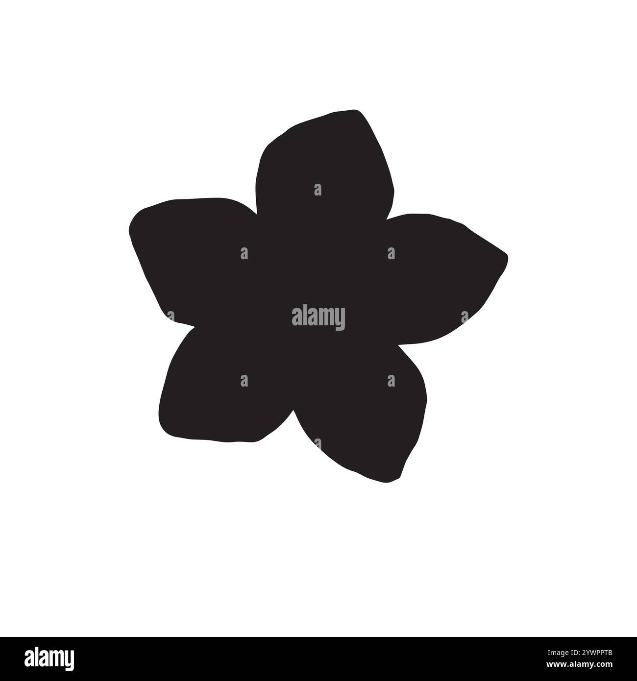 Vector hand drawn black forget me not flower silhouette isolated on ...