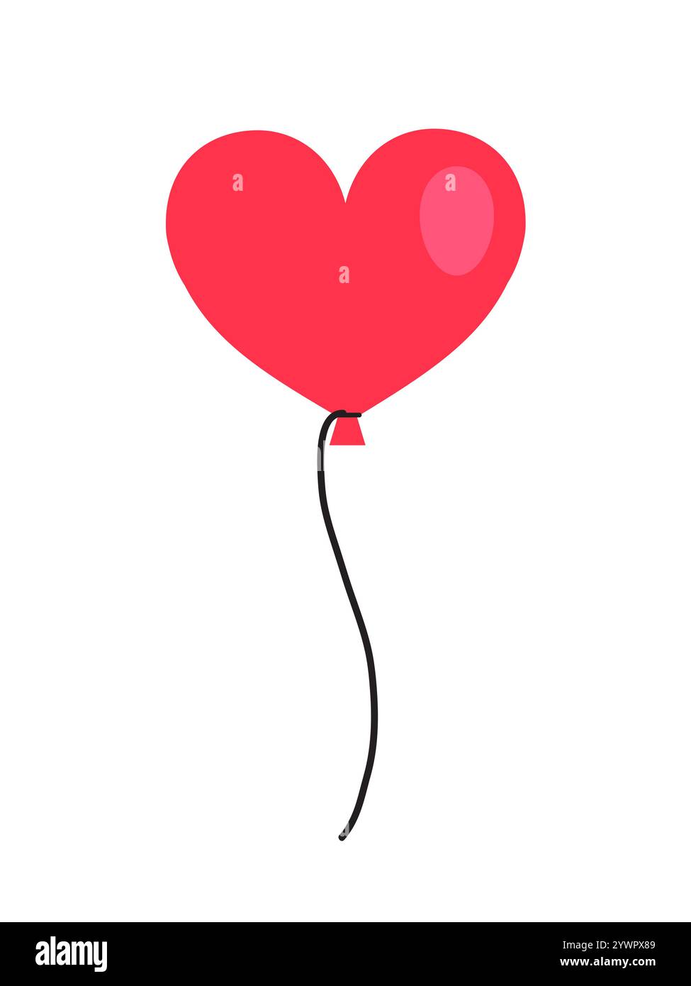 Vector flat cartoon heart shaped red air balloon isolated on white ...