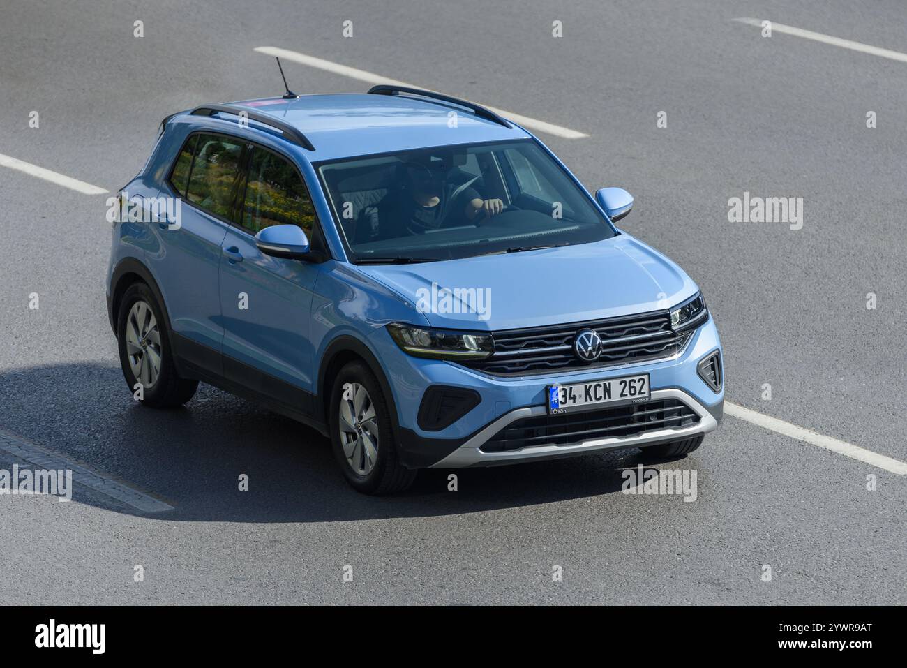 ISTANBUL- TURKEY - OCTOBER 6, 2024 : Volkswagen T-Roc is a subcompact crossover SUV manufactured by German automaker Volkswagen. Stock Photo