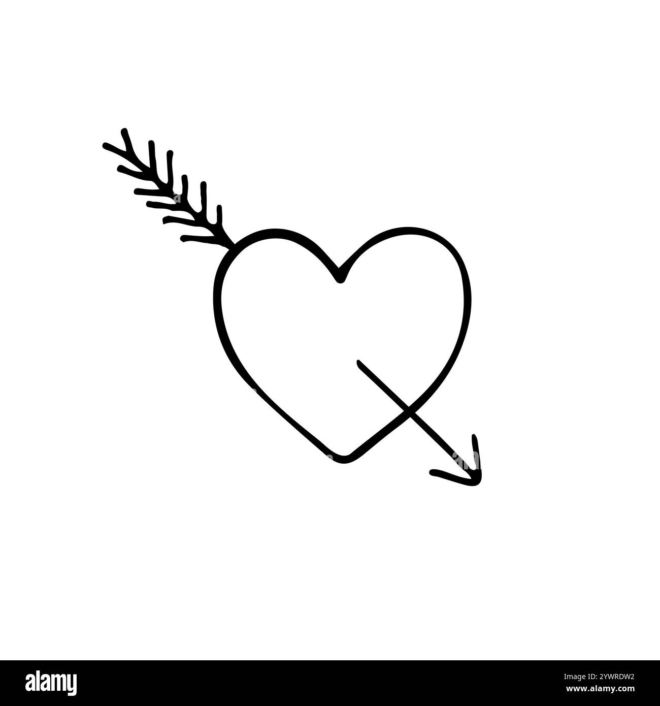 Vector hand drawn doodle sketch heart with arrow isolated on white ...