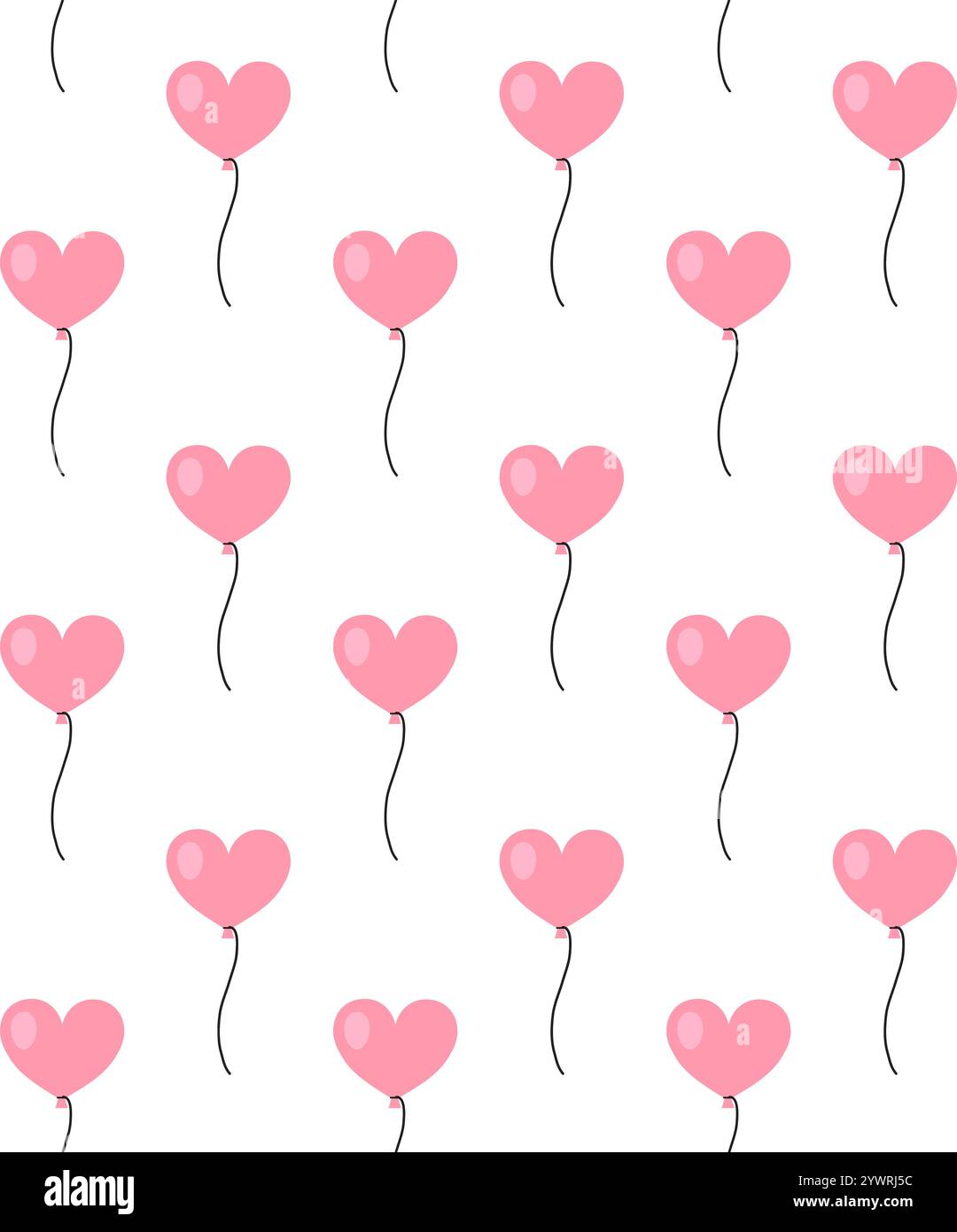 Vector seamless pattern of flat cartoon heart shaped pink air balloon ...