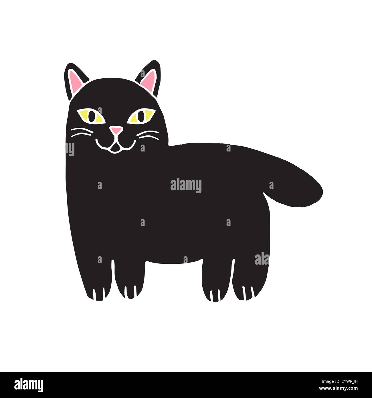 Vector hand drawn doodle sketch black cat isolated on white background ...