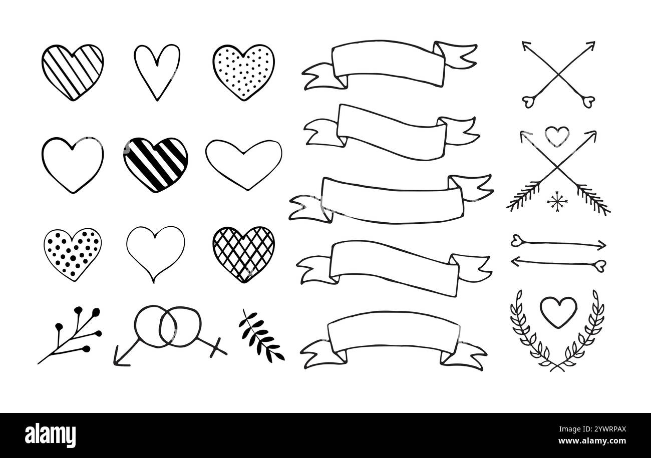 Vector set of hand drawn doodle sketch elements isolated on white ...